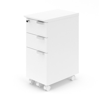Safco RESPEDWH Resi Ped 3 Drawer Lockable Home Rolling Mobile Vertical File Filing Cabinet for Office Supply Organization, White