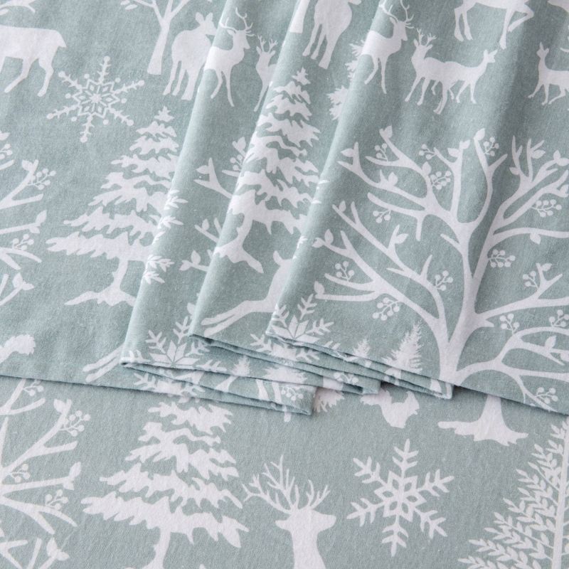 100% Turkish Cotton Flannel Printed Sheet Set - Isla Jade, 6 of 8