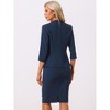 Allegra K Women's Office Work Collarless Blazer Pencil Skirt Business Suit Set 2 Pcs - 3 of 4