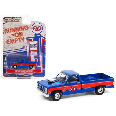 1987 Chevrolet Silverado Pickup Truck w/Blown Engine "STP" Blue w/ Red Stripes "Running on Empty" 1/64 Diecast Car by Greenlight