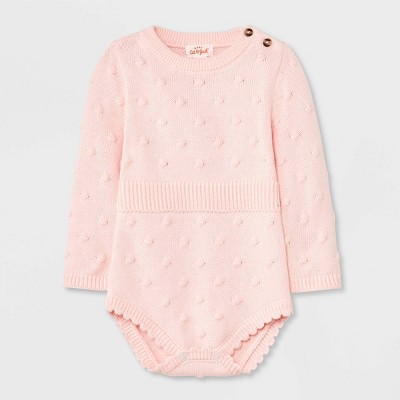 Baby Girls' Blush Bobble Sweater Romper - Cat & Jack™ Light Pink 6-9M