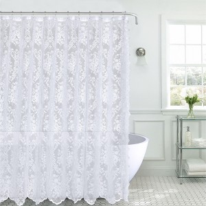 Kate Aurora Country Farmhouse Shabby Chic Floral Lace Shower Curtain - 1 of 1