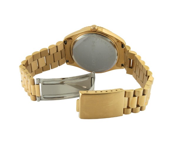 Men's Peugeot&#174; Coin Edge Bezel Bracelet Watch - Gold