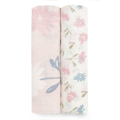 vintage floral muslin swaddle