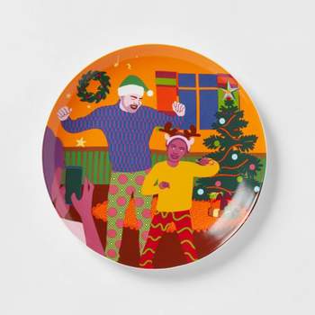 Aurélia Durand 8.5" Stoneware Christmas Dancing Appetizer Plate Orange - Wondershop™