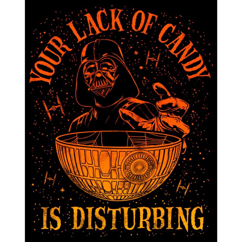 Men's Star Wars Halloween Darth Vader and Death Star Your Lack of Candy is Disturbing T-Shirt, 2 of 6