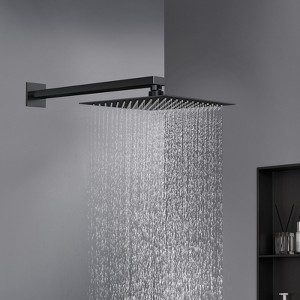 SEVOBAL Shower Faucets 12" Black Rain Shower Head, Square High Pressure Shower Head Waterfall Waterfall Bathroom Faucets, Black, 12"*12"*2.5" - 1 of 4