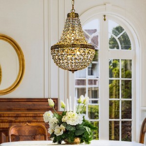 ALOADECOR Vintage Glam Crystal Basket Chandelier in Antique Gold - 1 of 4