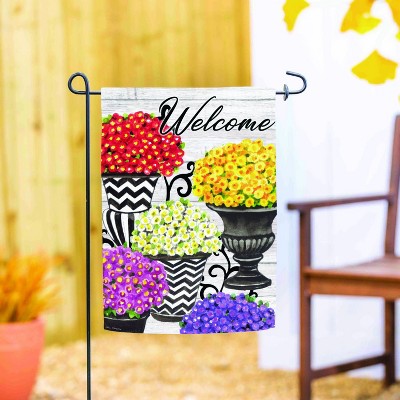 Colorful Topiary Suede Garden Flag with Floral Design