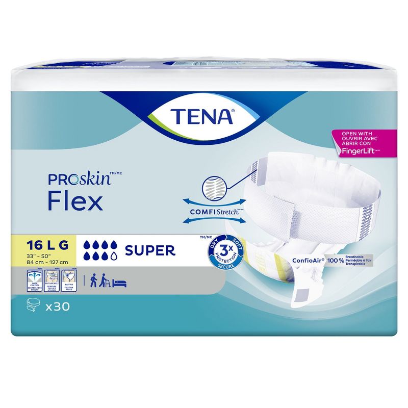 TENA ProSkin Flex Super Belted Incontinence Undergarment, Heavy Absorbency, Unisex Size 16, 30 Count, 30 Packs, 30 Total, 2 of 4