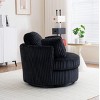 Oversized Corduroy Swivel Chair,40" Barrel Accent Chair with 360° Swivel and Pillows for Living Room-Baofuwish - 3 of 4