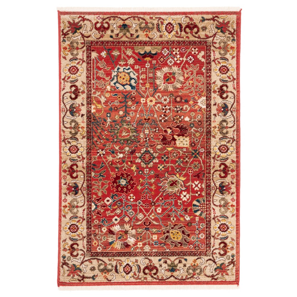  Loomed Floral Accent Rug Red