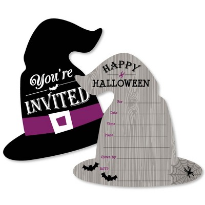 Big Dot of Happiness Happy Halloween - Shaped Fill-in Invitations - Witch Party Invitation Cards with Envelopes - Set of 12