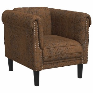 vidaXL Brown Velvet Accent Chair - Upholstered Sofa Seat for Living Room/Bedroom, Modern Design, Padded Armchair, 31.5" x 30.3" x 29.1" - 1 of 4
