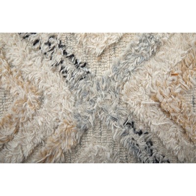 Handmade Tufted Wool Geometric Blue Area Rug - 4' x 6'