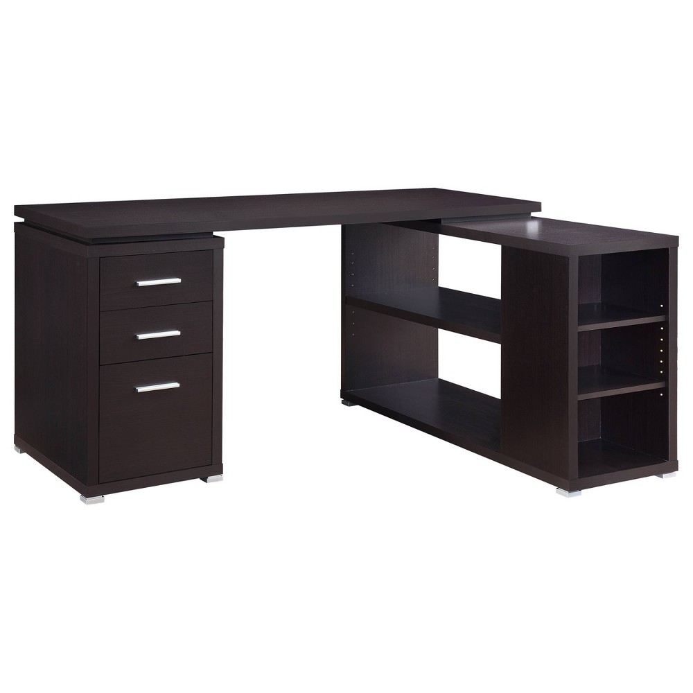 Photos - Office Desk Yvette 3 Drawer L-Shape Desk Cappuccino - Coaster: Home Office, Engineered