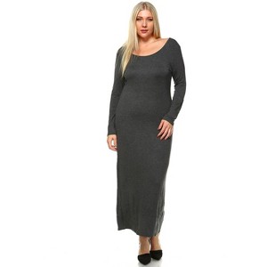 Women's Plus Size Long Sleeve Maxi Dress - White Mark - 1 of 3