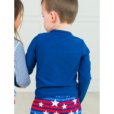 RuggedButts RuffleButts Gender Inclusive Long Sleeve Full Zip Rash Guard - Navy, 5 — фото 6