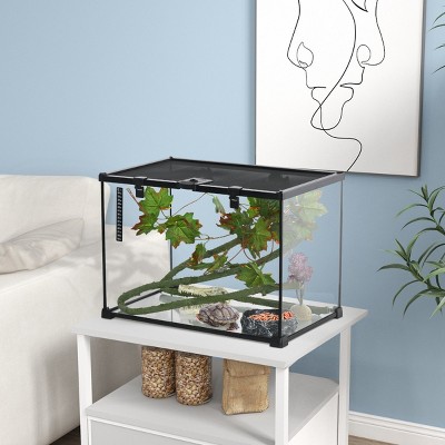 Reptile Terrarium Glass Tank with Decor Kit,19'' Gallon Full View Enclosure with Sliding Lid for Lizards,Frogs,Snakes,Spiders – LAOTIES