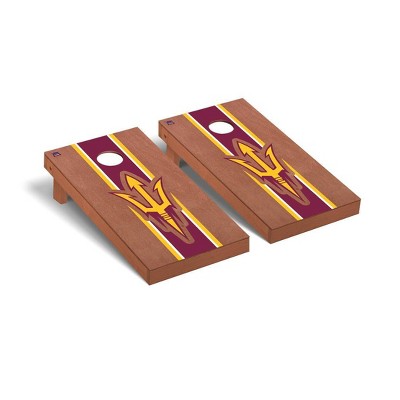 NCAA Arizona State Sun Devils Premium Cornhole Board Rosewood Stained Stripe Version