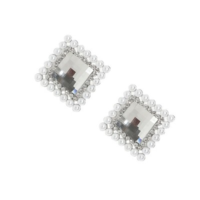 SOHI Women's Crystal Silver Party Stud Earrings