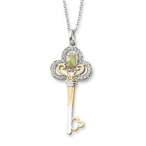 Black Bow Jewelry Rhodium & Gold Tone Plated Sterling Silver Aug CZ Birthstone Necklace - 1 of 4