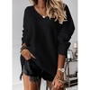 Coolmee Womens V Neck Sweater Fall Oversized Ribbed Knit Casual Loose Fit Long Sleeve Pullover Top - 4 of 4