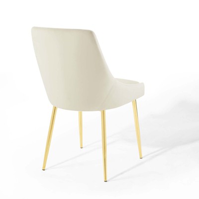 Elegant Gold and Ivory Velvet Upholstered Dining Chair