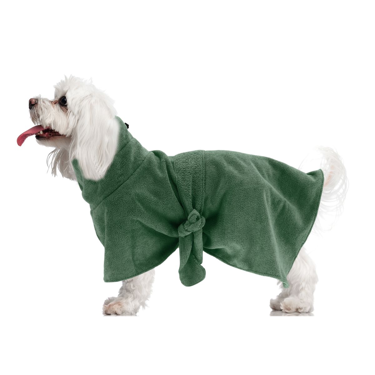 Unique Bargains Drawstring Dog Bathrobe Soft Fast-Drying Dog Towel Large Green - thumbnail 4