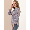 Allegra K Women's Vintage Floral Tie Neck Long Sleeve Ruffled Collar Peasant Blouse - image 4 of 4