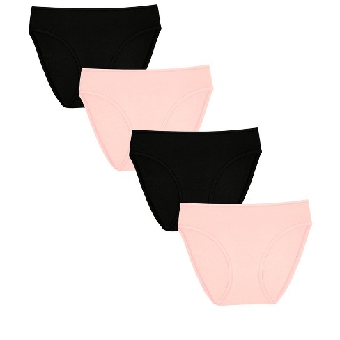 Smart & Sexy Women's Stretchiest EVER Bikini Panty 4 Pack  Blushing/Blushing/Black/Black S/M