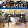 U Shaped Computer Gaming Desk, Reversible L Shaped Desk with Power Outlet, Monitor Stand, Storage Bag, Home Office, Bedroom - 4 of 4