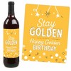 Big Dot of Happiness Golden Birthday - Happy Birthday Party Decorations for Women and Men - Wine Bottle Label Stickers - Set of 4 - 3 of 4