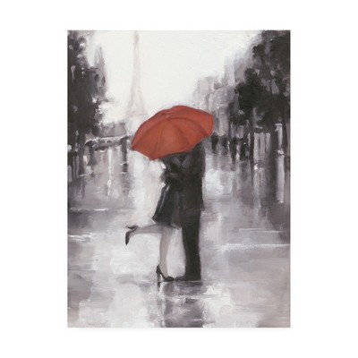 Ethan Harper Romantic Couple with Red Umbrella Canvas Art