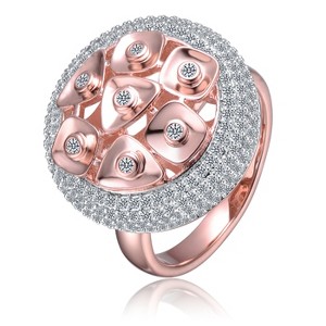 Guili Sterling Silver Two-Tone Plated Ring with Cubic Zirconia – Modern Design, Adds Glamour to Any Look. Available in Sizes 6, 7, and 8. - 1 of 2