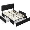 Yaheetech Upholstered Faux Leather Bed Frame with Adjustable Headboard - 2 of 4