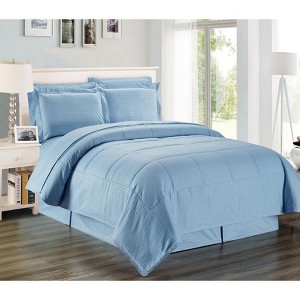 8-Piece Microfiber Reversible Wrinkle-Free Soft Comforter Set King Size Blue Color - 1 of 1