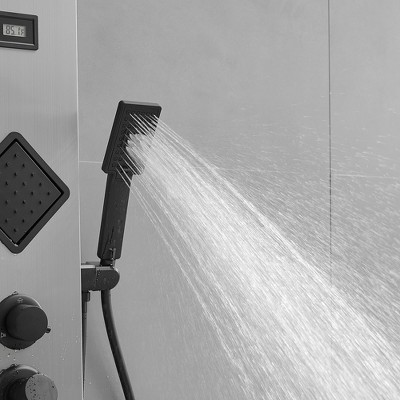 Black Nickel 2-Jet Rainfall Shower Panel System with Handheld Wand