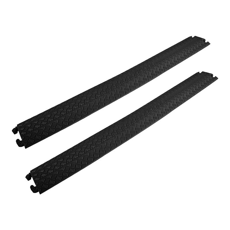 Pyle 40 Inch Cable Wire Protector Cover Ramp Track with Interlocking System for Indoor Outdoor Floor Extension Cord Safety Concealment, Black (2 Pack), 1 of 7
