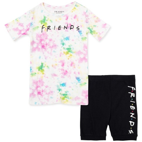 FRIENDS Little Girls Pajama Shirt Shorts Tie Dye White Black 5 6