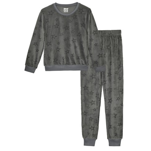 Sleep On It Boys 2-piece Velour Pajama Sets, Stars, Gray Pajama