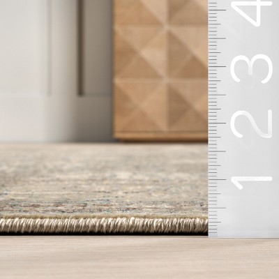 Beige Rectangular Synthetic Non-slip Medallion Area Rug