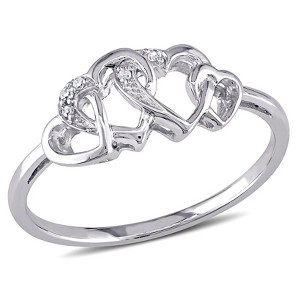 EVERLY JEWELRY | 10K White Gold Diamond Interlocked Heart Ring - 1 of 4