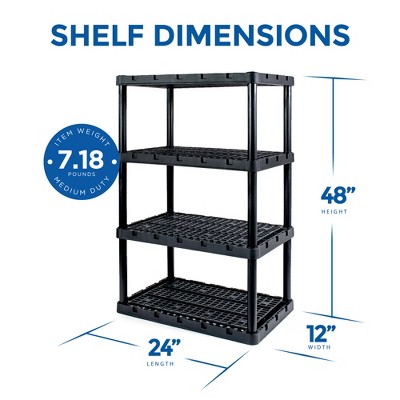 Black Plastic 4-Shelf Interlocking Storage Unit