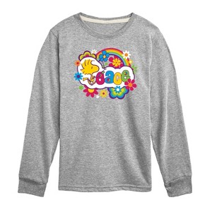 Boys' - Peanuts - Peace Floral & Colorful Woodstock Long Sleeve Graphic T-Shirt - 1 of 4