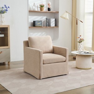 CAVINAS 29.92'' Swivel Accent Chair, 360-Degree Rotating Armchair with Skirted Base and Removable Cushion - 1 of 4