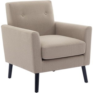 Mid-Century Modern Accent Chair, Premium Linen Upholstery, 350lb Capacity, Ergonomic Design, 15-Min Assembly - 1 of 4