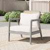 Modern Patio Acacia Wood Club Chair,Cream Fabric Cushion Club Chair,Garden Chair With Woven Backrest And Solid Acacia Wood Frame-Cuddlewood - 3 of 4