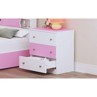 NicBex 3 Drawers Nightstand,Bedside Table with Metal Handle and Colorblock Design,Modern Side Table for Bedroom