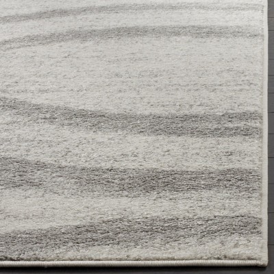 Modern Grey and Cream Synthetic Abstract Area Rug, 2'6" x 6'